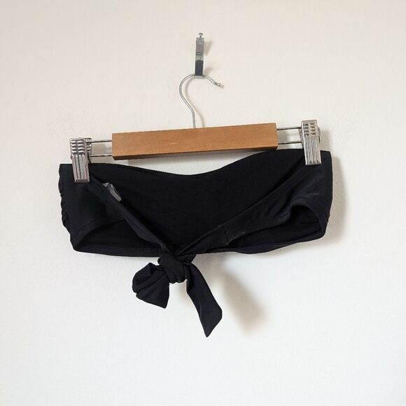 MOSCHINO Swim black embroidered white smiley face bandeau top bottoms bikini set - Picture 3 of 11